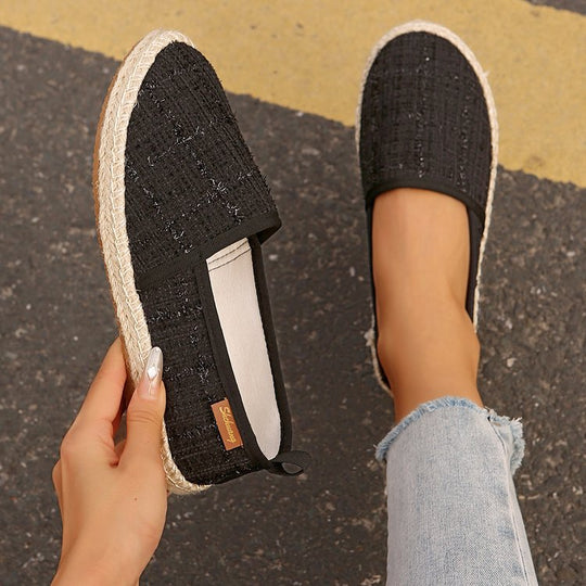 Damen bequeme Slip-Ons mit jute Details R&B
