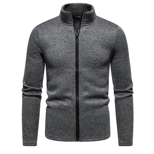 Herren Fleecejacke mit hoher Stehkragen und durchgehendem Reißverschluss R&B
