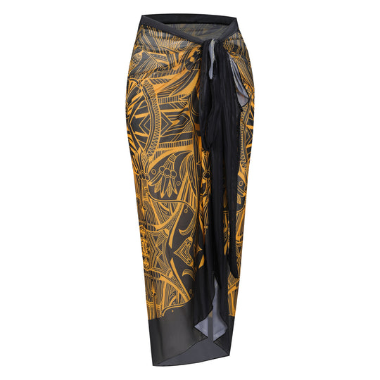 Damen Strandumhang mit buntem Muster und eleganten Schnürdetails R&B