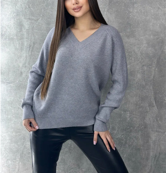 Damen V-Ausschnitt Pullover R&B