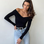 Damen Body mit schulterfreiem Design und drapierten Ärmeln R&B