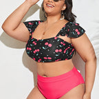 Damen Bikini-Set mit floralem Oberteil und hohem Taillen-Slip R&B