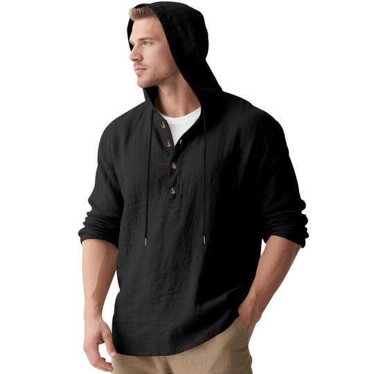 Herren Kapuzenshirt mit Knopfleiste und lässigem Schnitt R&B
