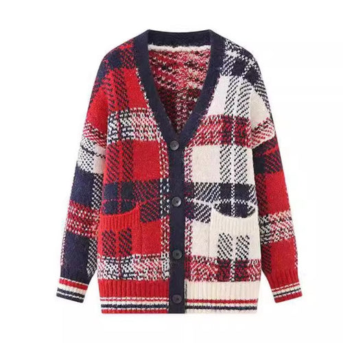 Damen gestreifter Strickcardigan R&B