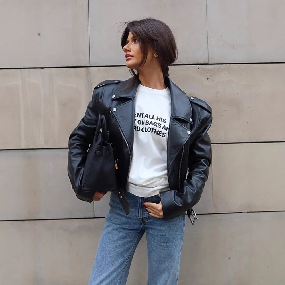 Damen Kunstlederjacke im Biker-Stil mit optimierter Passform R&B