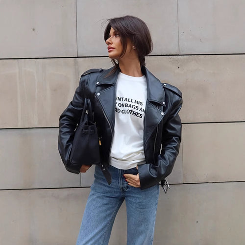 Damen Kunstlederjacke im Biker-Stil mit optimierter Passform R&B