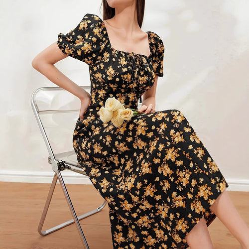 Damen Blumenmuster Kleid R&B