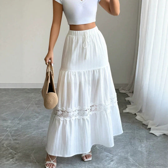Damen Crop-Top und Maxi-Rock Set mit Rüschendetails R&B