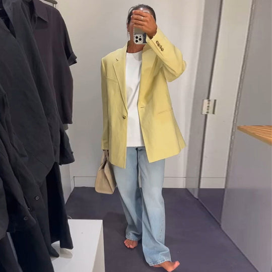 Damen lässiger Leinenblazer R&B
