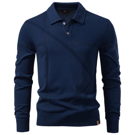 Herren Langarm Poloshirt mit modernem Strukturdesign R&B