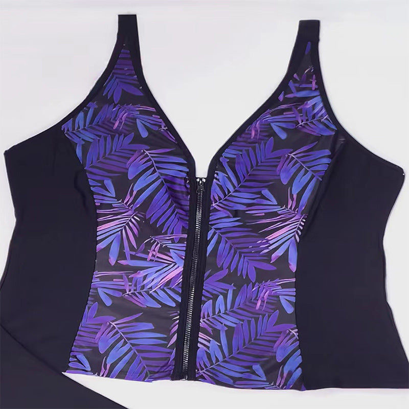 Damen Bikini-Set mit modischem Zip-Oberteil und bequemen High-Waist-Slip R&B
