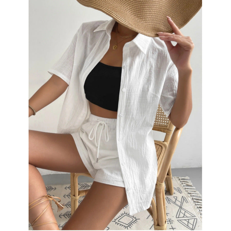 Damen Chice Loungewear-Kombination bestehend aus leichtem, atmungsaktivem Hemd und Shorts R&B