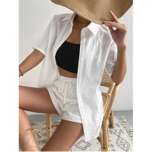Damen Chice Loungewear-Kombination bestehend aus leichtem, atmungsaktivem Hemd und Shorts R&B