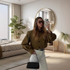 Damen Modische Oversized-Jacke mit strukturierten Ärmeln und Knopfdetail R&B