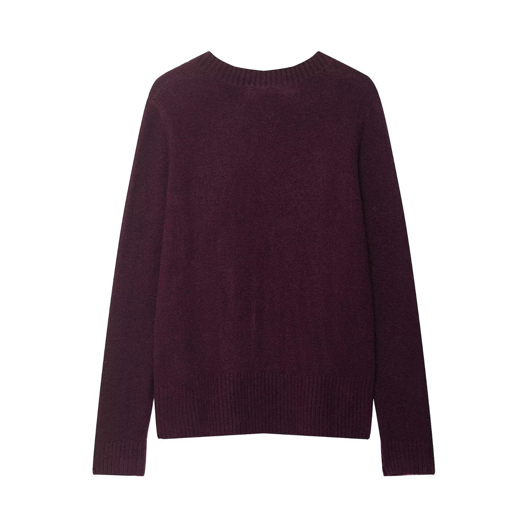 Damen V-Ausschnitt Strickpullover R&B