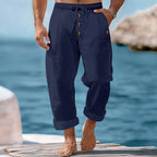 Herren lockere Strandhose mit verstellbarem Kordelzug und praktischen Seitentaschen R&B