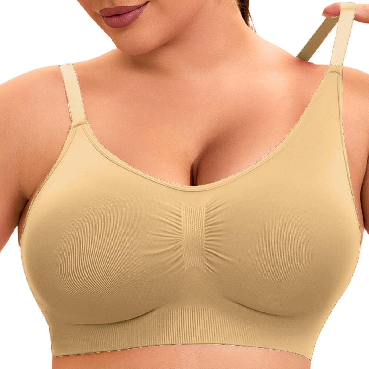 Damen sportlicher Bralette-BH mit nahtloser Passform und elastischem Unterband R&B