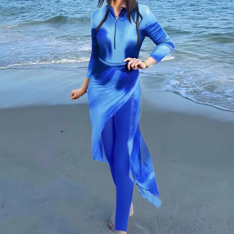 Damen Sportliches Strandkleid mit langen Ärmeln R&B