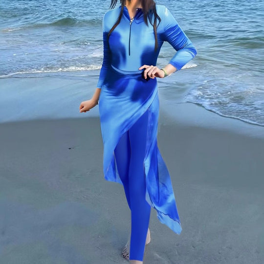 Damen Sportliches Strandkleid mit langen Ärmeln R&B