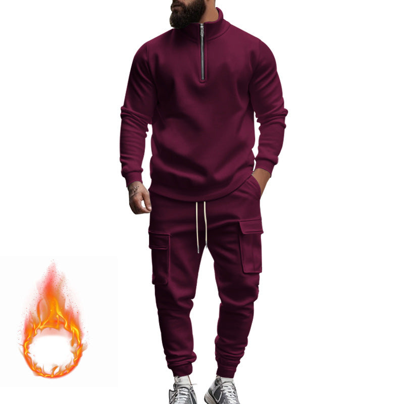 Herren sportlicher Sweatanzug mit höherem Kragen und praktischen Taschen R&B