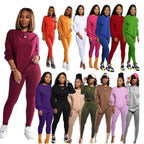 Damen Langarm Schlafanzug Set mit elastischen Hosen R&B