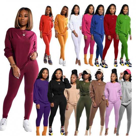 Damen Langarm Schlafanzug Set mit elastischen Hosen R&B