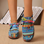 Damen Freizeitschuhe mit buntem Textilmuster und bequemer Gummisohle R&B