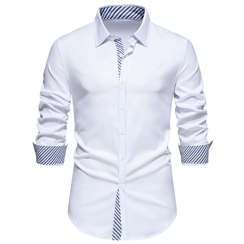 Herren Langarmhemd mit modernem Kontrastdesign