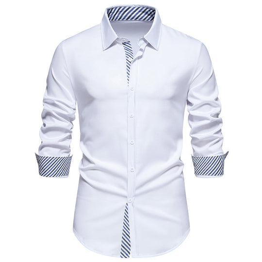 Herren Langarmhemd mit modernem Kontrastdesign R&B