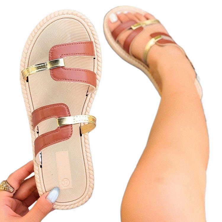 Damen Elegante und luftige Riemensandalen mit dekorativen Metallelementen R&B