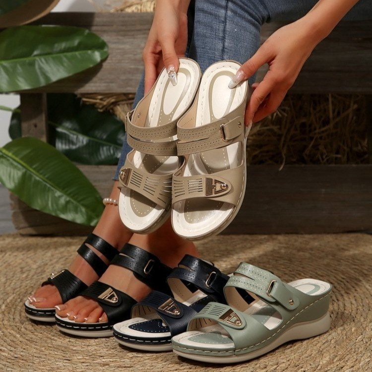 Damen Wedge-Sandalen mit verstellbarem Riemen und modischem Schnitt R&B