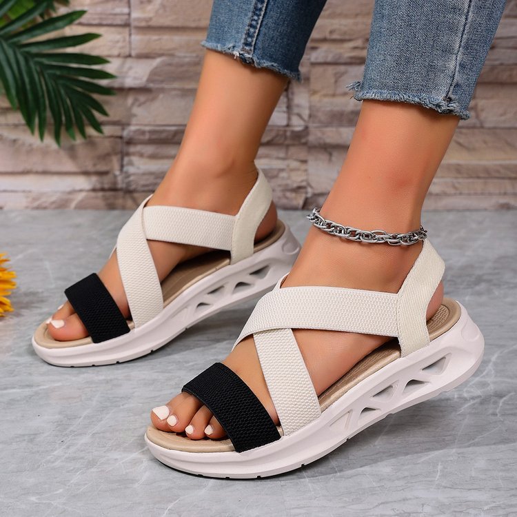 Damen Sportliche Sandalen mit elastischen Riemen und rutschfester Sohle R&B