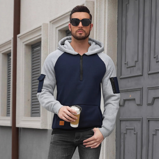 Herren Modischer Kapuzenpullover mit praktischen Reißverschluss-Details und sportlichem Schnitt R&B