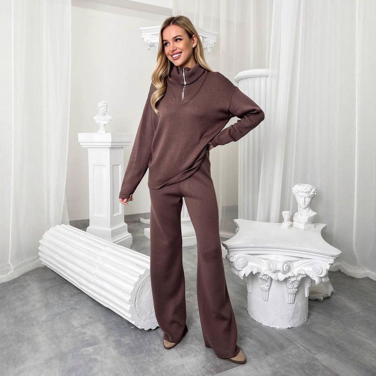 Damen Komfortables Sweat-Set mit hohem Kragen R&B