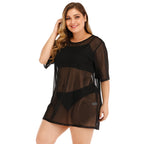 Damen transparenter Strandüberwurf mit weitem Schnitt R&B