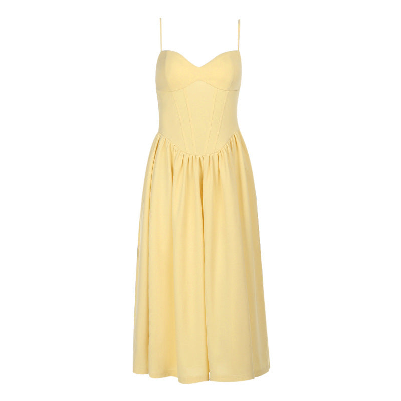 Damen elegantes Maxikleid mit taillierter Silhouette und feinen Trägern R&B