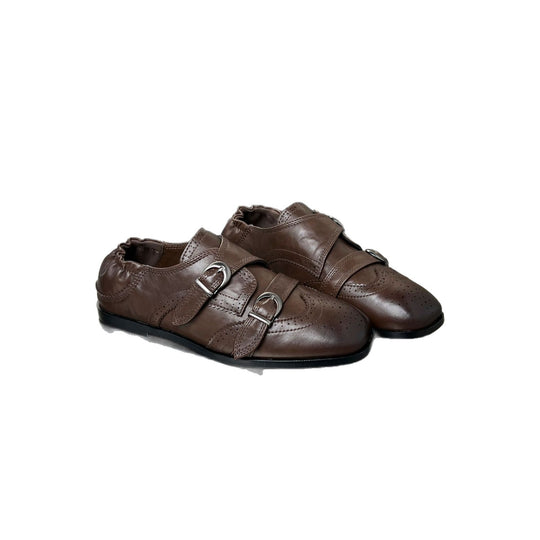 Damen Elegante Mokassins mit doppeltem Schnallenverschluss und perforiertem Design R&B