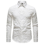 Herren Langarmhemd mit detailreicher Blumenstickerei R&B