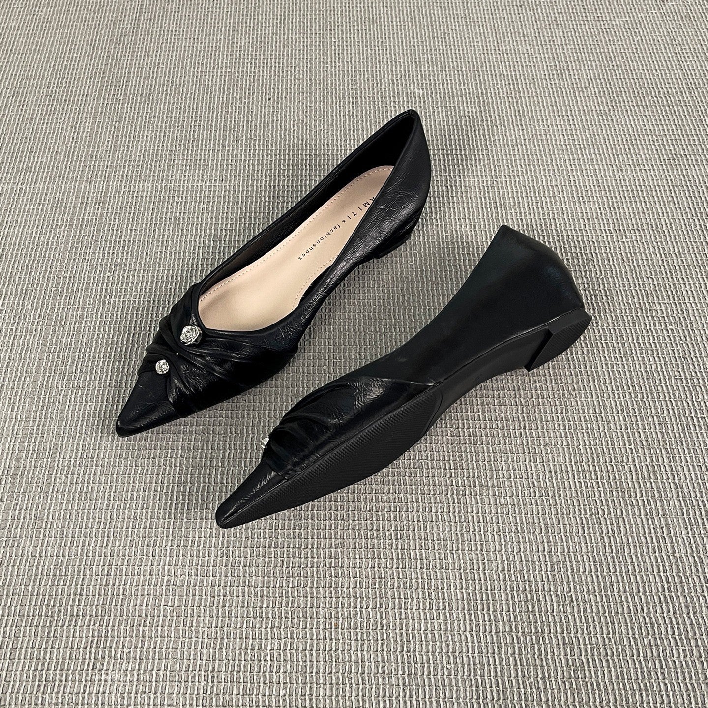 Damen elegante spitze Ballerinas mit kunstvollem Schleifenakzent R&B