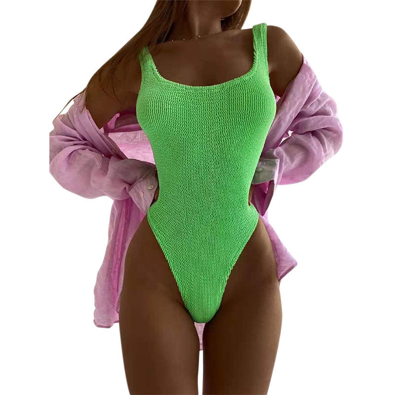 Damen Einteiler Badeanzug mit strukturiertem Mesh-Material R&B