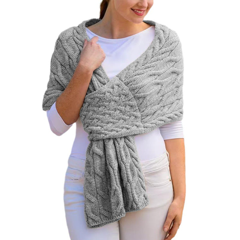 Damen Strickschal mit Zopfmuster & Vielseitigem Tragekomfort |