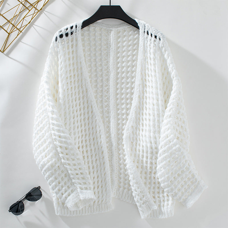 Damen luftige Strickjacke im modernen Netzdesign R&B
