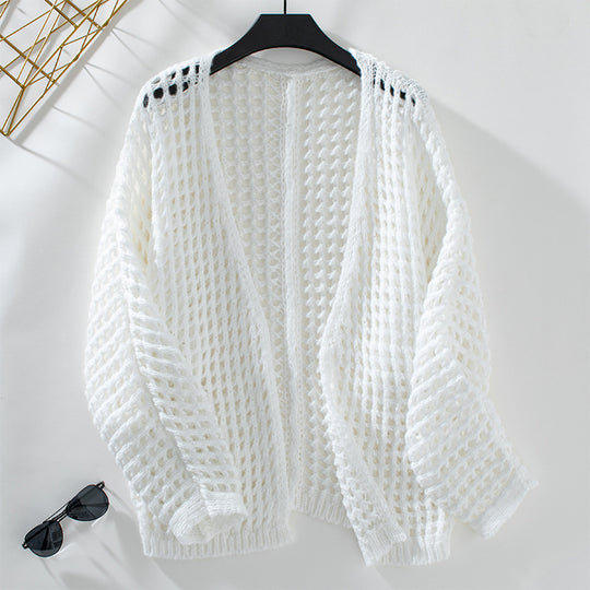 Damen luftige Strickjacke im modernen Netzdesign R&B