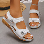 Damen Komfortable Keilsandalen mit doppeltem Klettverschluss und anatomischem Fußbett