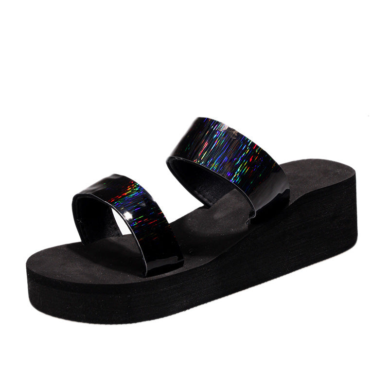 Damen Riemensandalen mit glänzenden Akzenten und komfortablem Plateau R&B