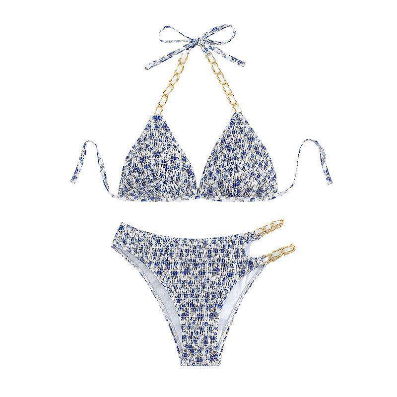 Damen Triangel-Bikini mit eleganten Kettenakzenten