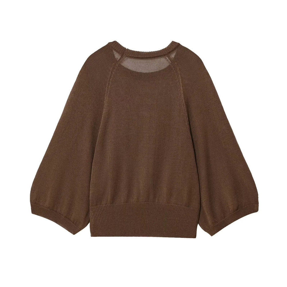Damen lässiger Pullover mit Weitärmeln und elastischem Bund R&B