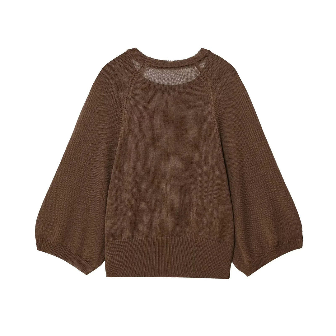 Damen lässiger Pullover mit Weitärmeln und elastischem Bund R&B
