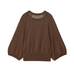 Damen lässiger Pullover mit Weitärmeln und elastischem Bund R&B