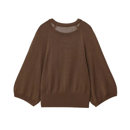 Damen lässiger Pullover mit Weitärmeln und elastischem Bund R&B